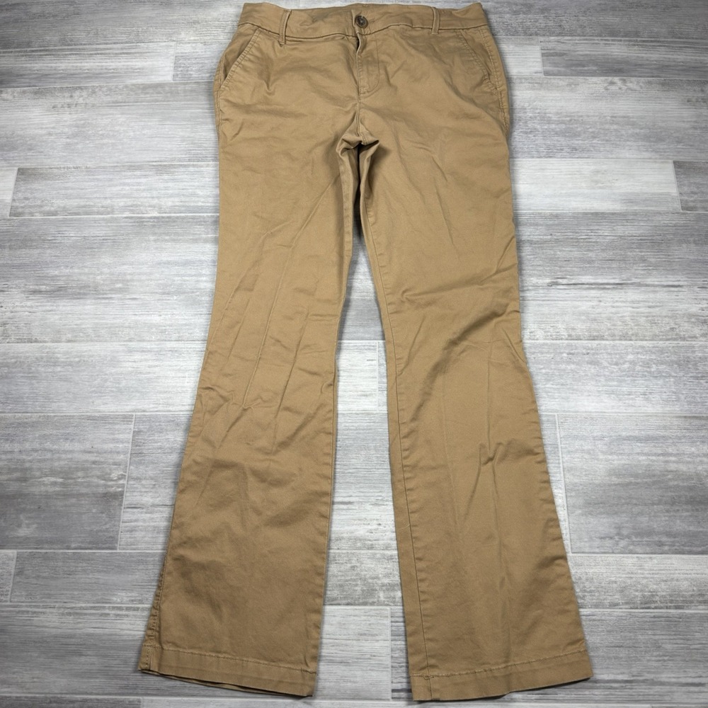 Old Navy Bootcut Khaki Chino‎ Pants Women 8 Brown Crumb on Down Stretch Mid Rise